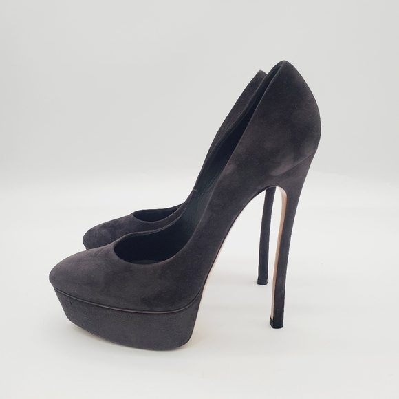 CASADEI Sky High Gray Suede Heels 9 - Picture 2 of 16